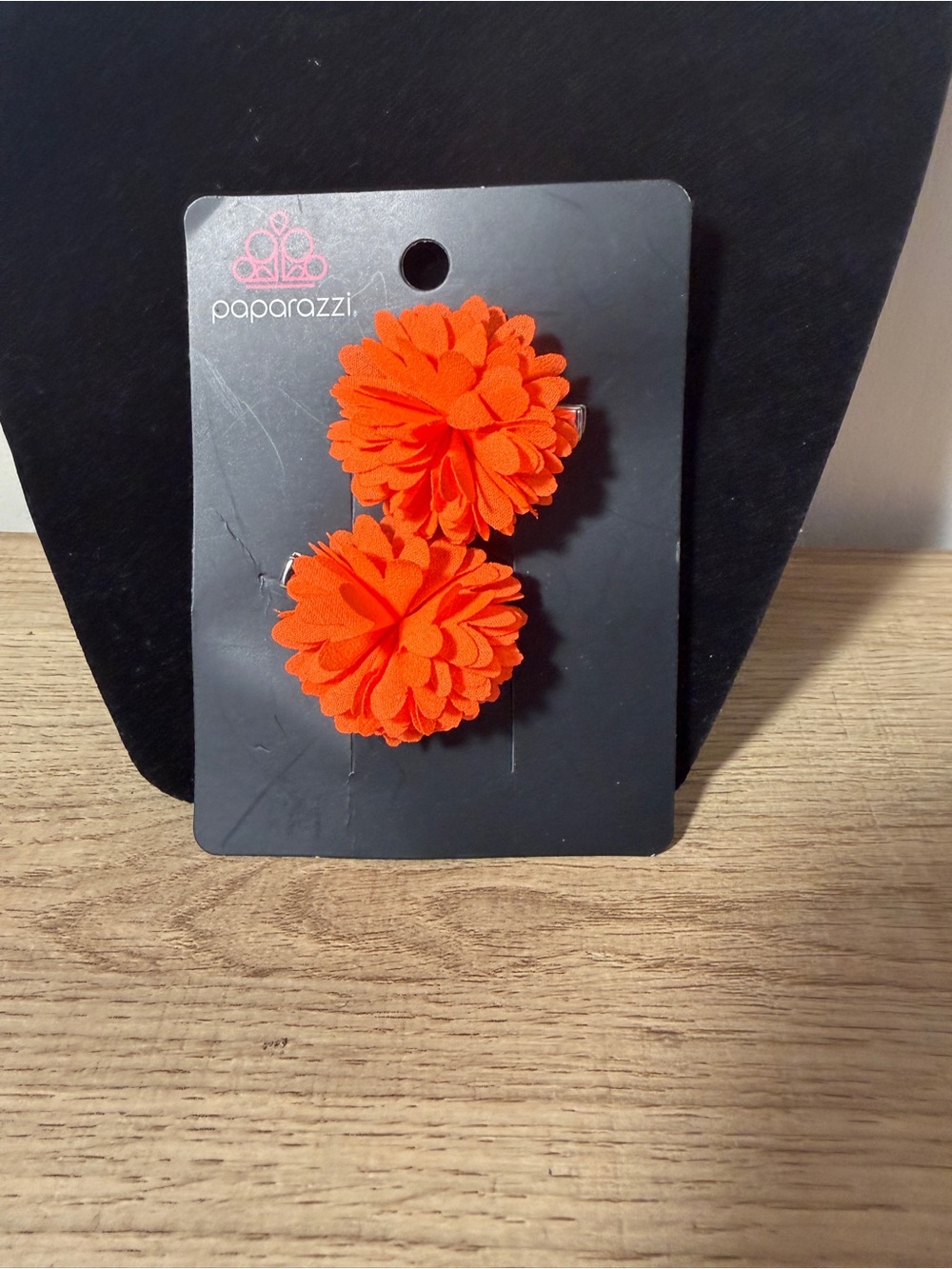 paparazzi Bright Orange Pom Pom Hair Clips - Pair